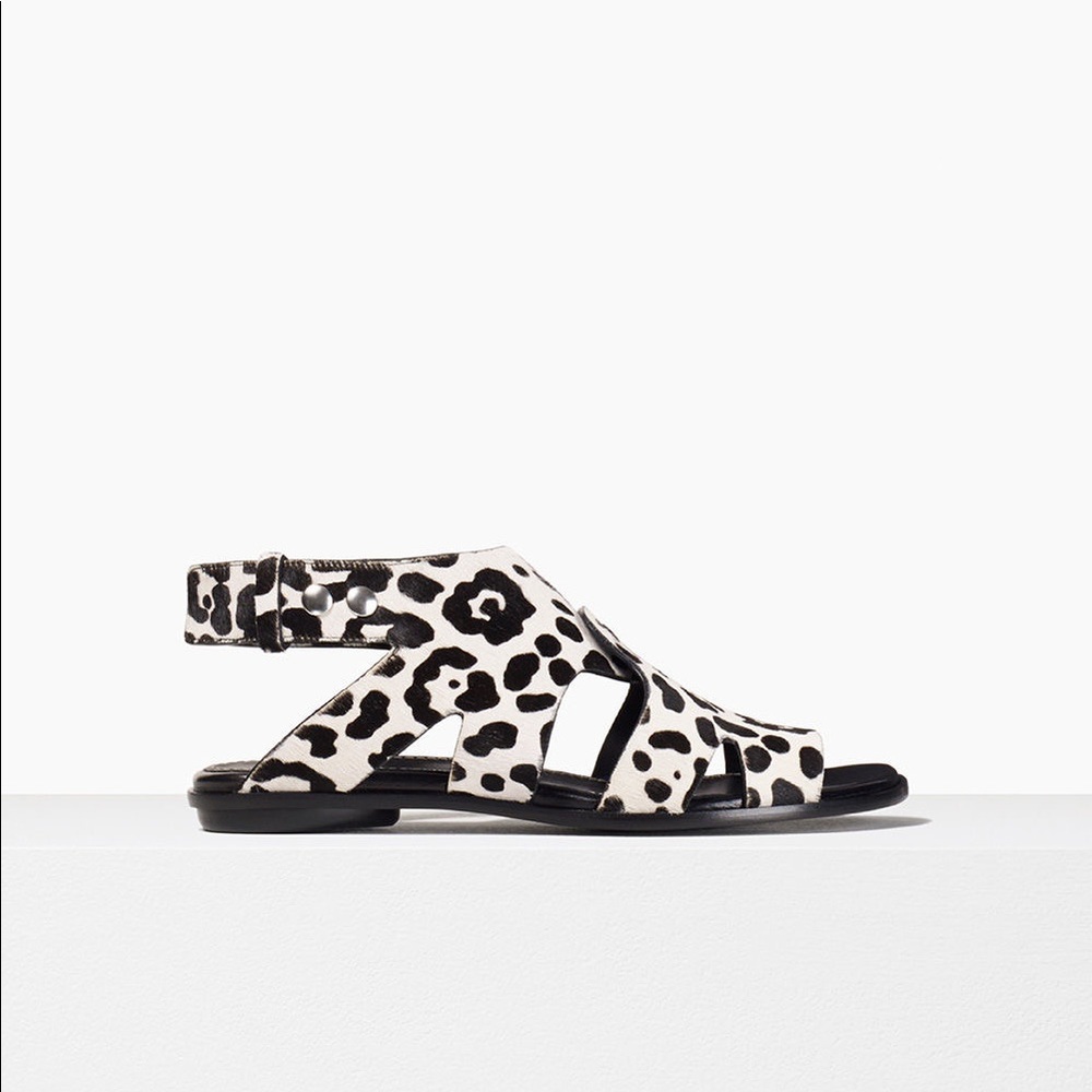 Pronenza Schouler pony hair leopard print sandal